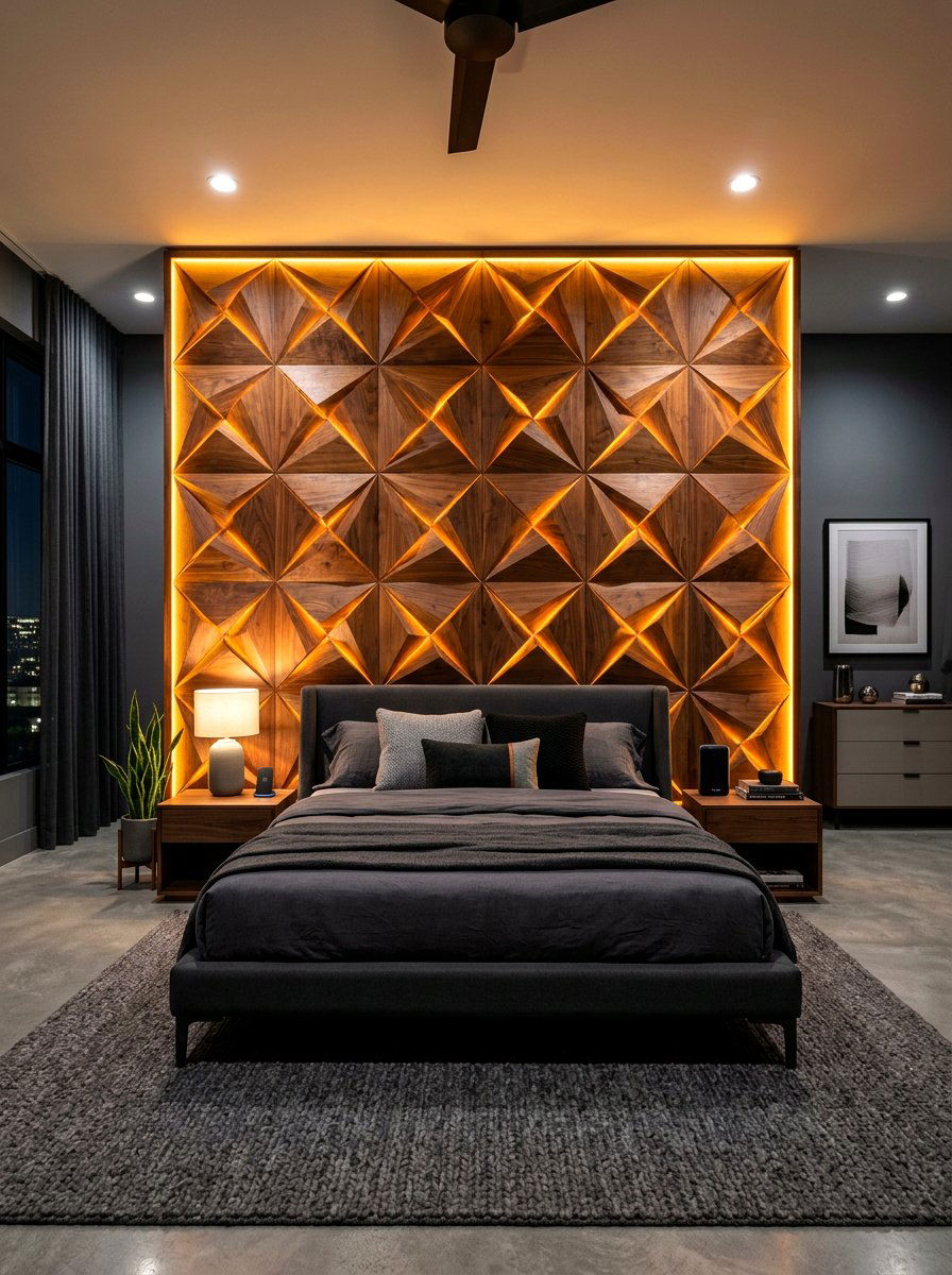 Backlit Accent Wall Panel - 30 accent wall ideas