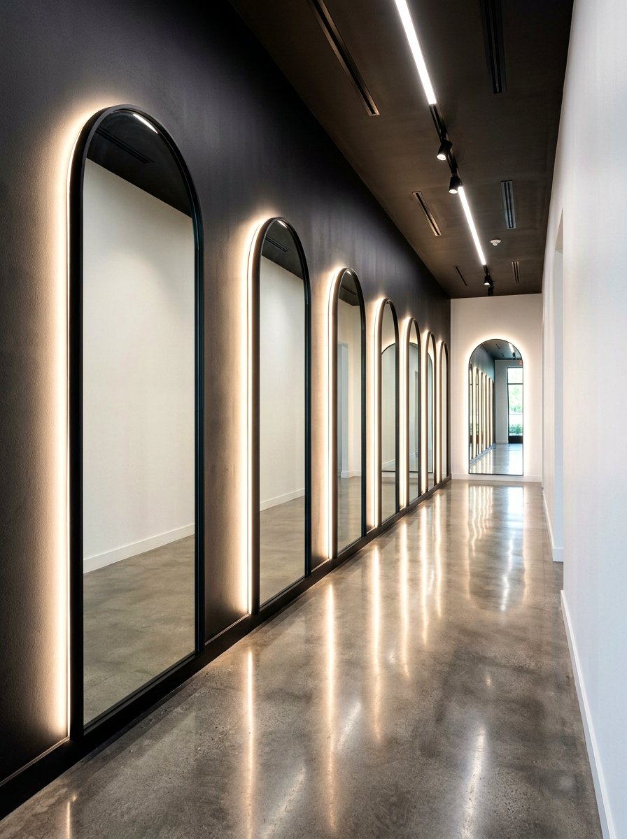 Backlit Arched Mirror Hallway - 30 arched mirror hallway ideas