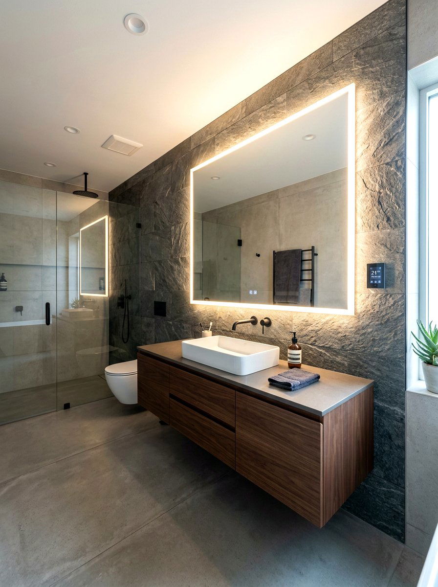 Backlit Bathroom Mirror - 30 quiet luxury bathroom ideas