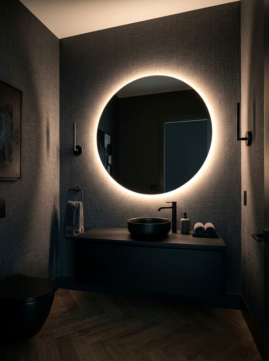 Backlit Bathroom Mirror Powder Room - 30 boutique hotel powder room ideas