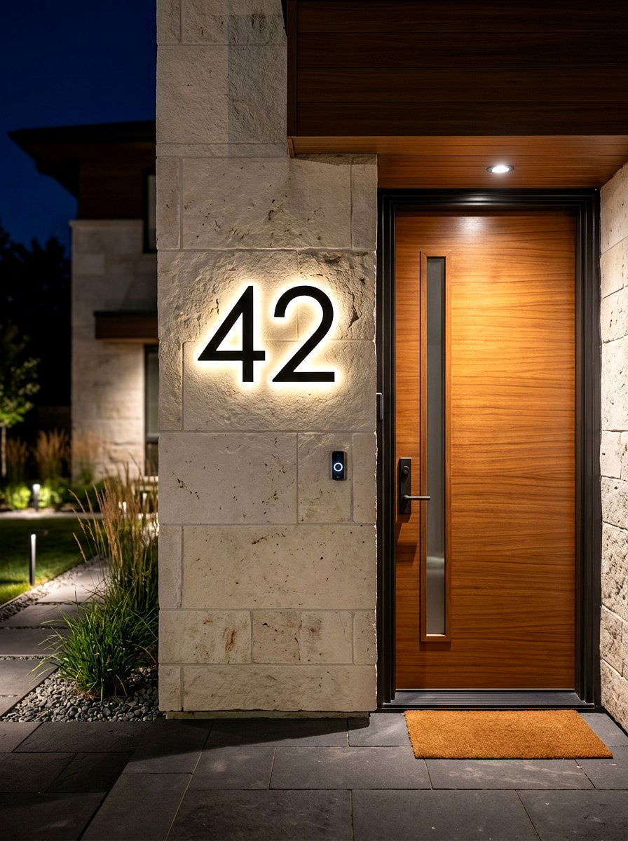 Backlit LED House Number - 30 house number display ideas