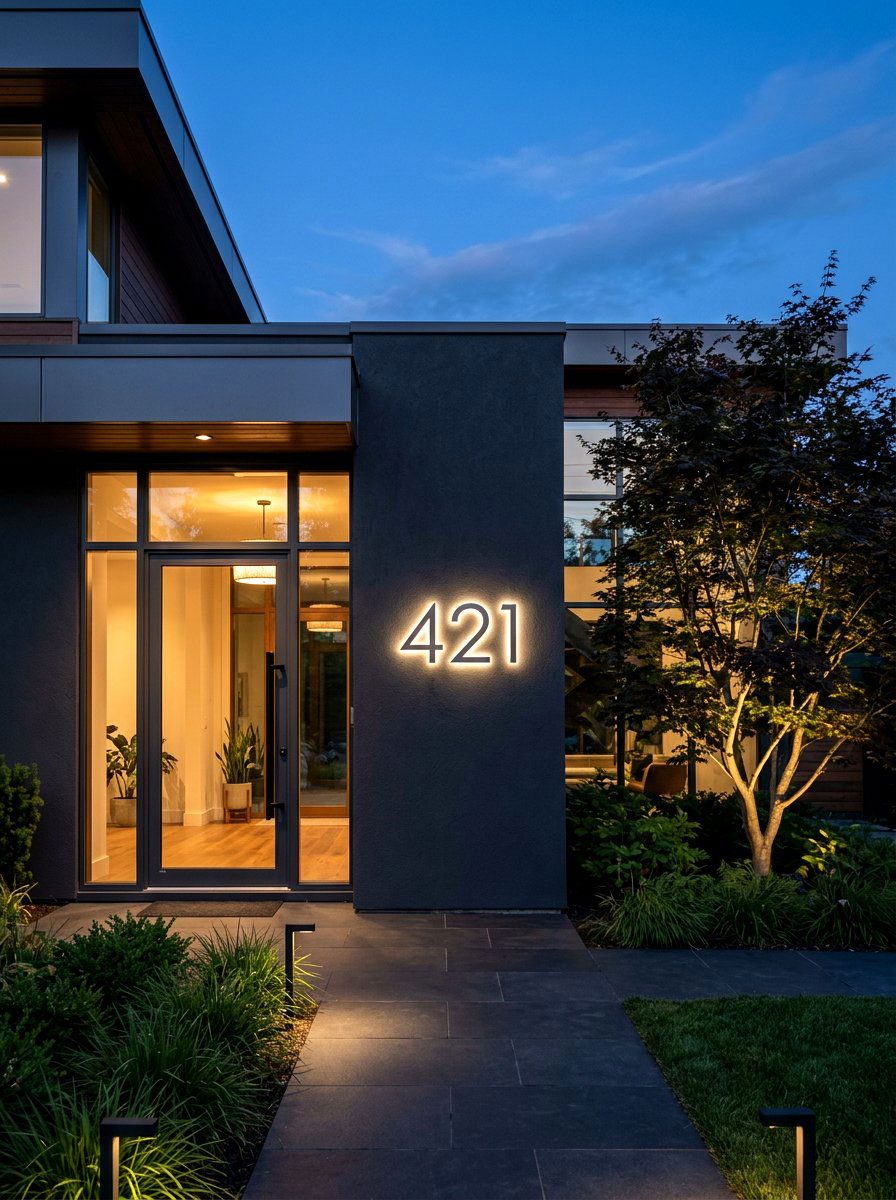Backlit LED House Numbers - 30 house numbers curb appeal ideas