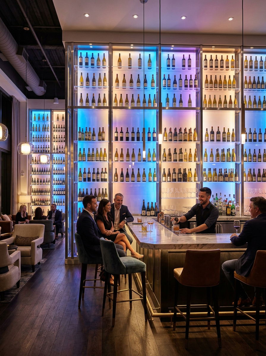 Backlit LED Wine Display - 30 small wine cellar ideas