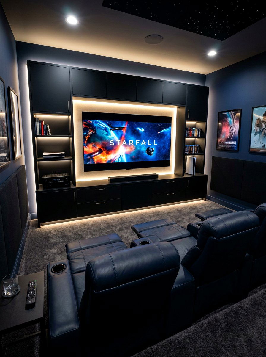 Backlit Media Console - 30 layered lighting living room ideas