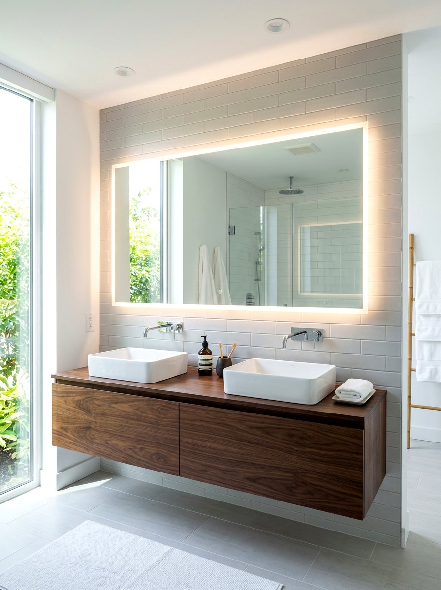 Backlit Mirror - 30 modern bathroom ideas