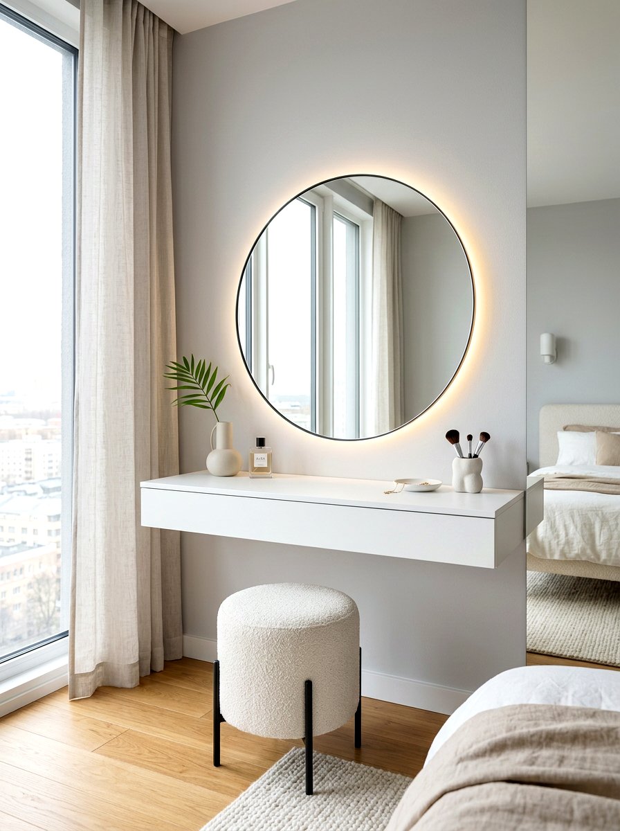 Backlit Mirror Dressing Table - 30 walk in closet vanity ideas