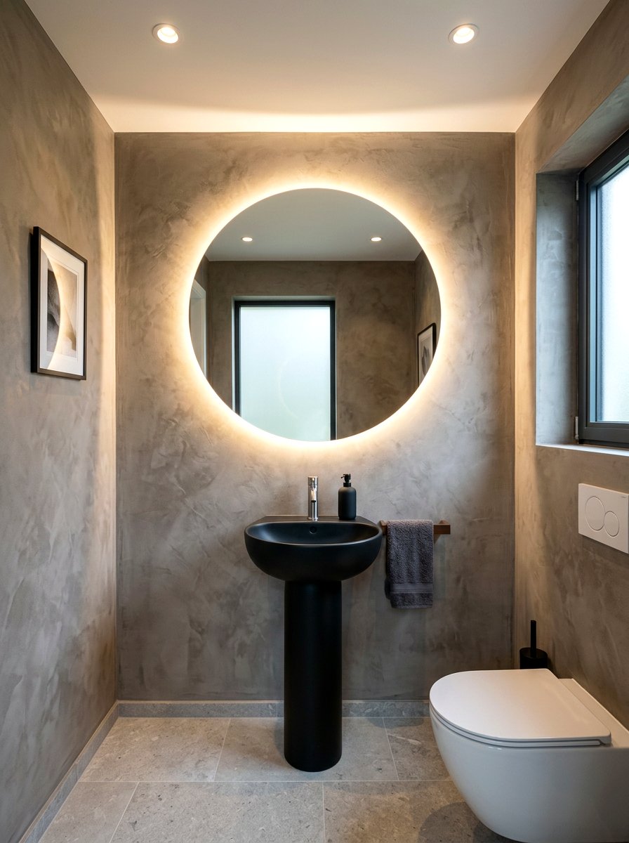 Backlit Mirror Powder Room - 30 opulent powder room ideas