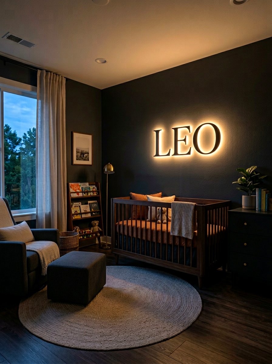 Backlit Name Sign - 30 nursery name wall ideas