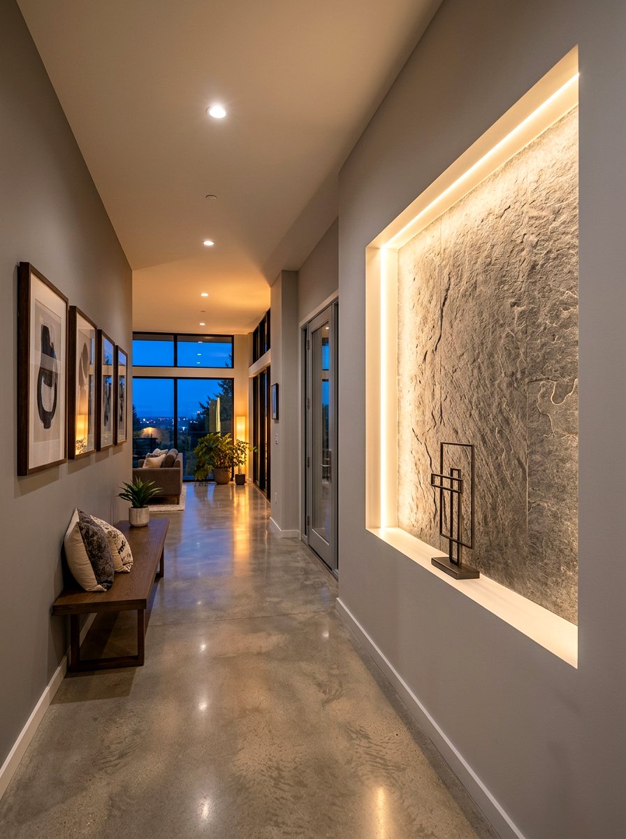 Backlit Recessed Hall Niche - 30 built in hall niche ideas