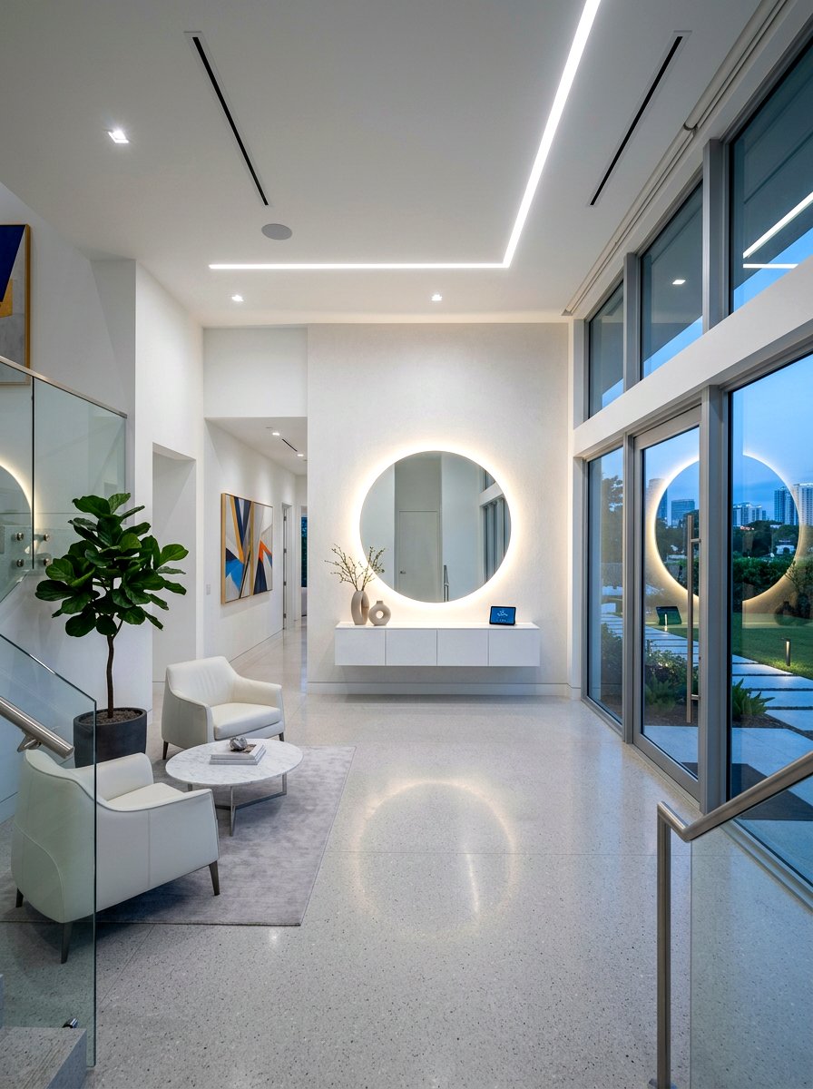 Backlit Wall Mirror - 30 foyer mirror wall ideas