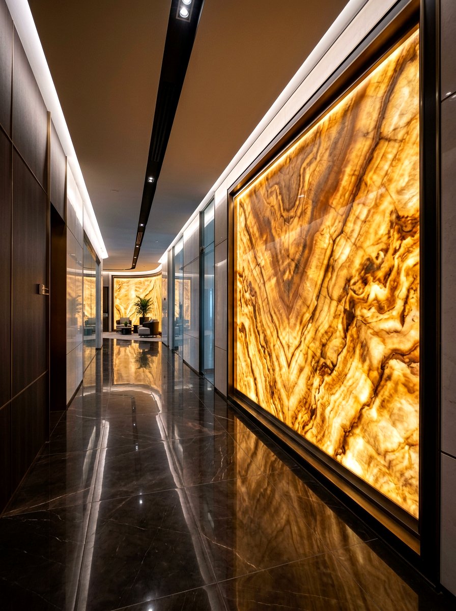 Backlit Wall Panel - 30 hallway lighting ideas