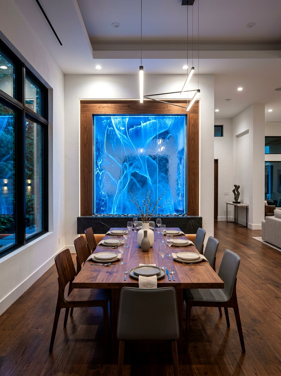 Backlit acrylic wall fountain - 30 indoor fountain decor ideas