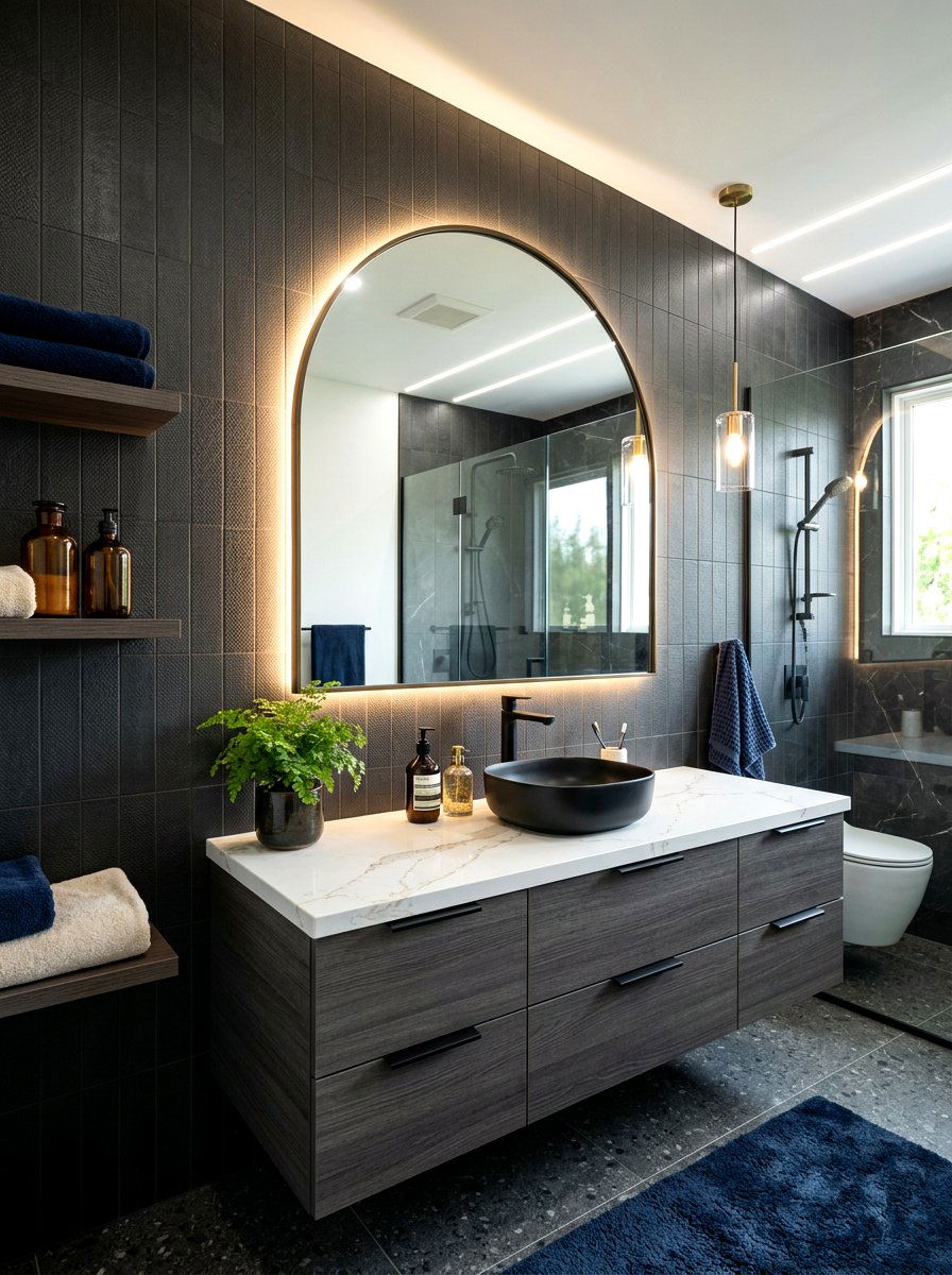 Backlit arched mirror bathroom - 30 arched mirror decor ideas
