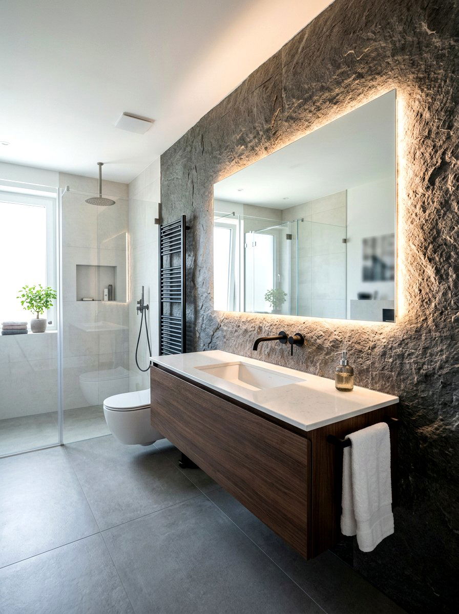 Backlit bathroom mirror light - 30 circadian bathroom lighting ideas