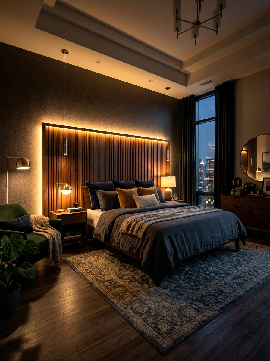 Backlit bed headboard - 30 neo deco bedroom ideas