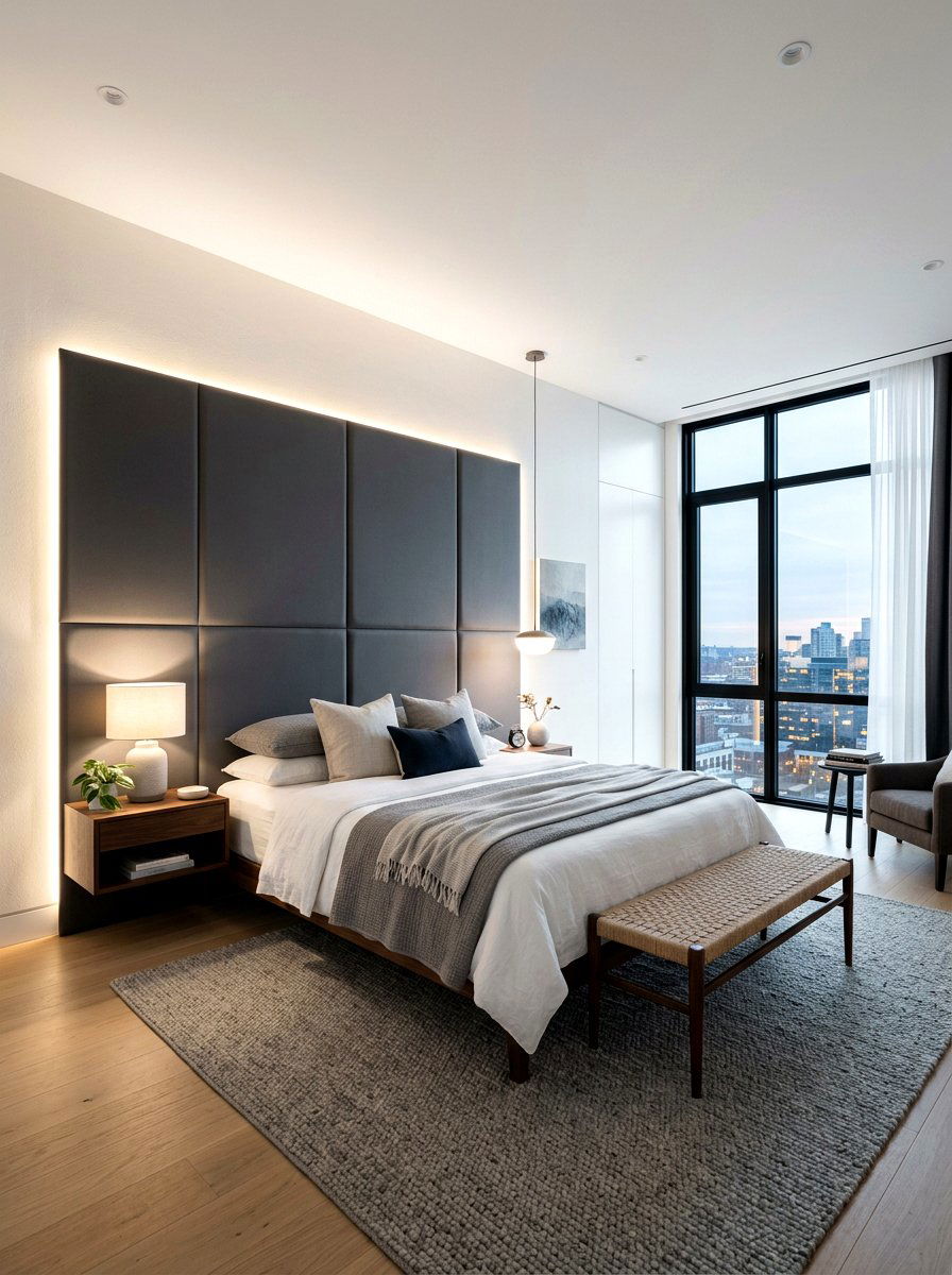Backlit headboard wall - 30 wall to wall headboard ideas