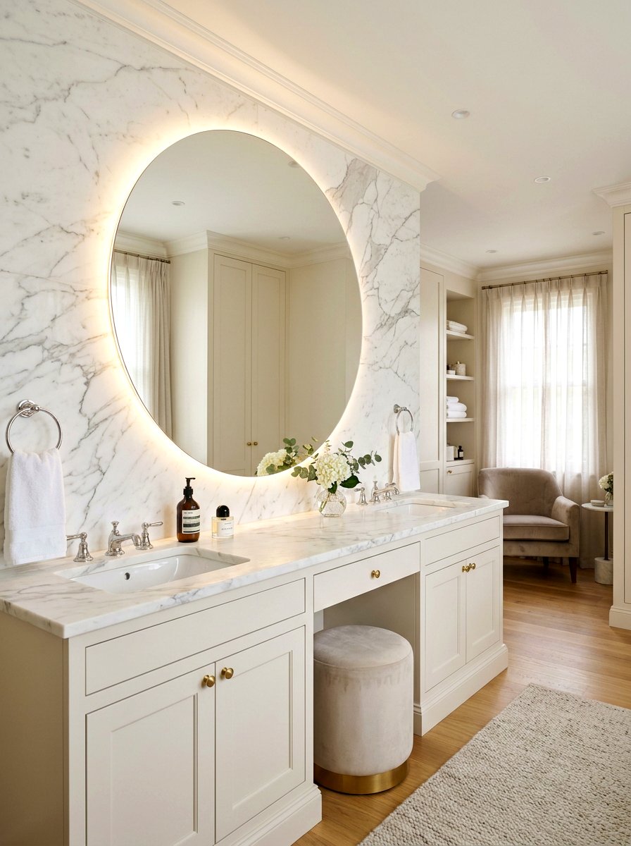 Backlit mirror bathroom - 30 luxury hotel bath ideas