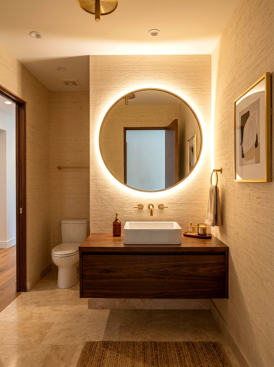 Backlit mirror powder room - 30 spa like powder room ideas