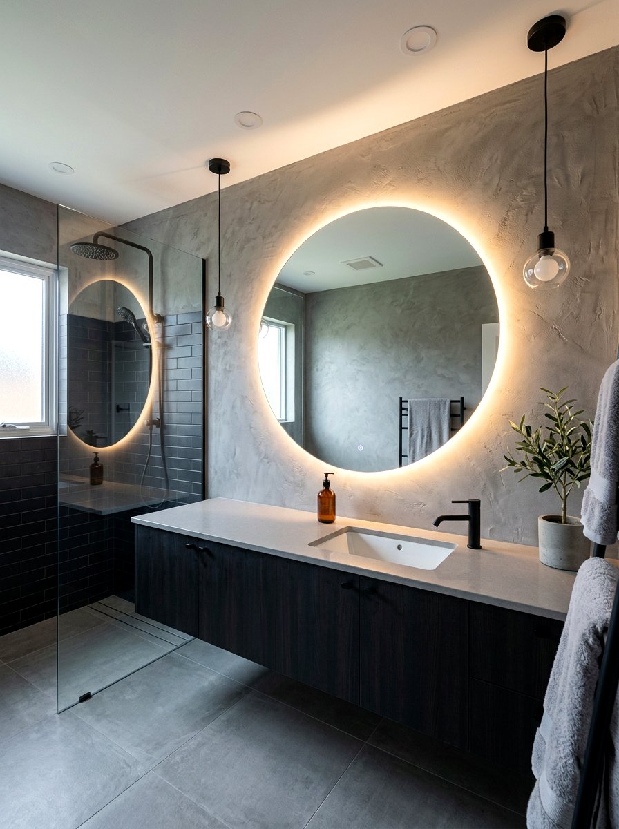 Backlit vanity mirror bathroom - 30 bathroom wall decor ideas