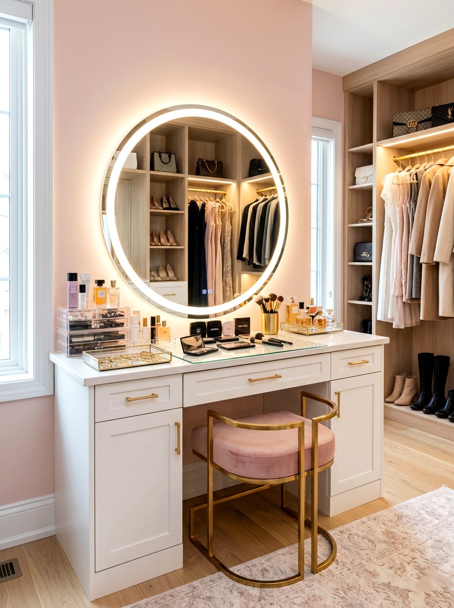 Backlit vanity mirror - 30 closet lighting ideas