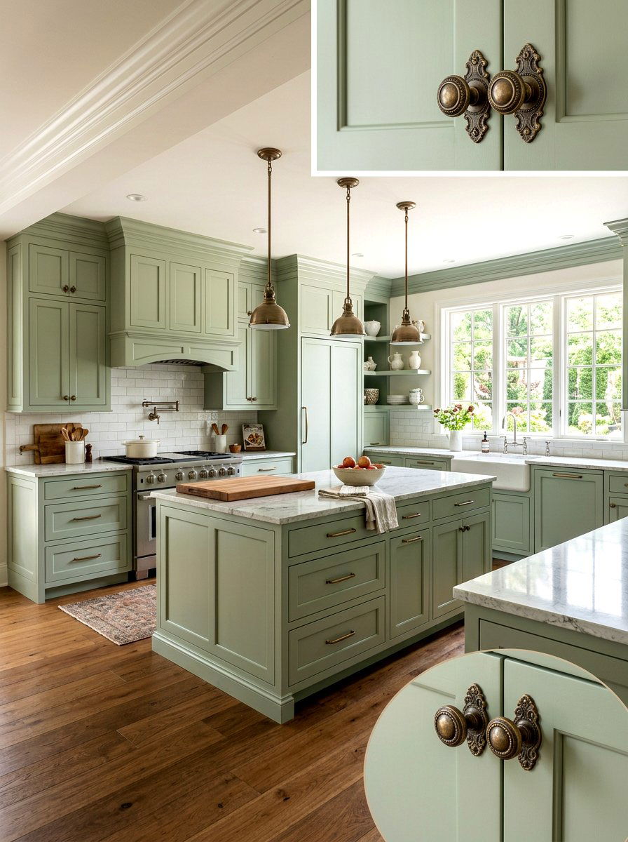 Backplate Knobs and Bar Pulls - 30 kitchen hardware mix ideas