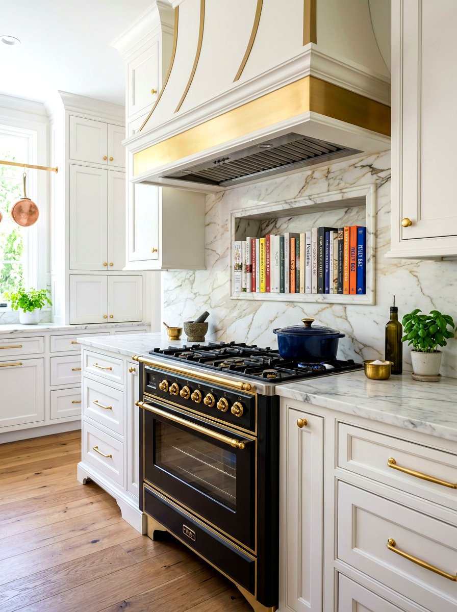 Backsplash Shelving For Cookbooks - 30 library kitchen ideas