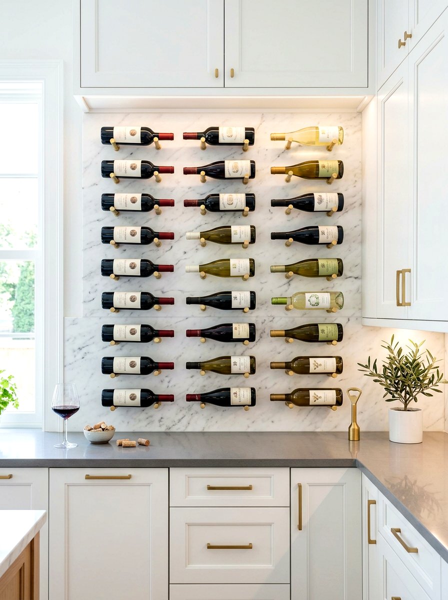 Backsplash Wine Peg Board - 30 wine storage kitchen ideas