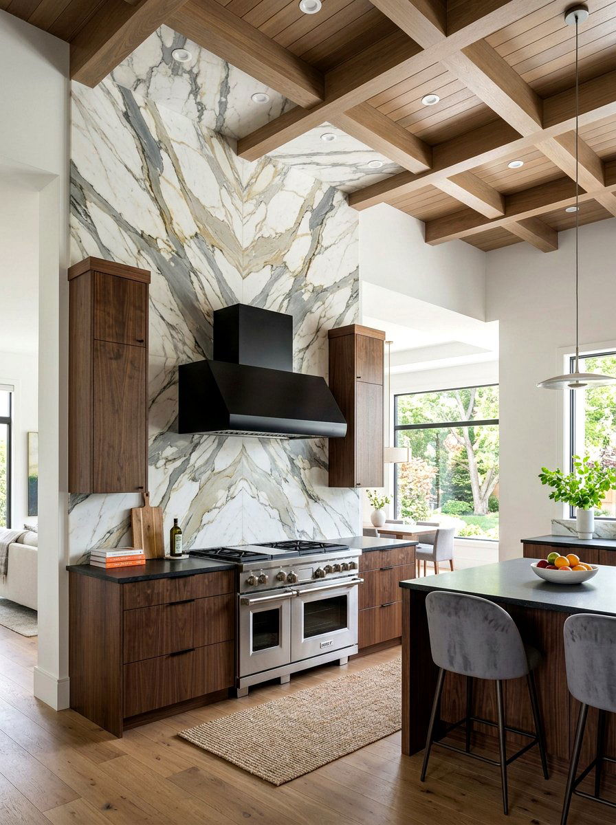 Backsplash to ceiling slab - 30 slab backsplash ideas