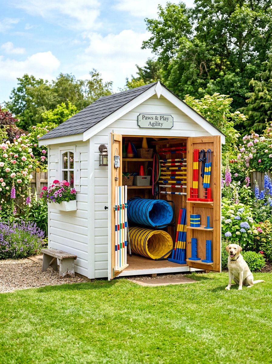 Backyard Agility Equipment Storage Shed - 30 organizing pet supplies ideas