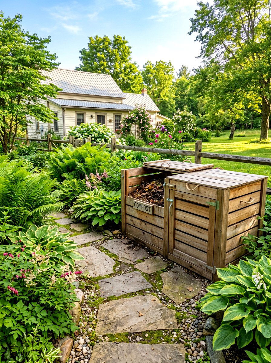 Backyard Cedar Wood Bin - 30 compost station ideas