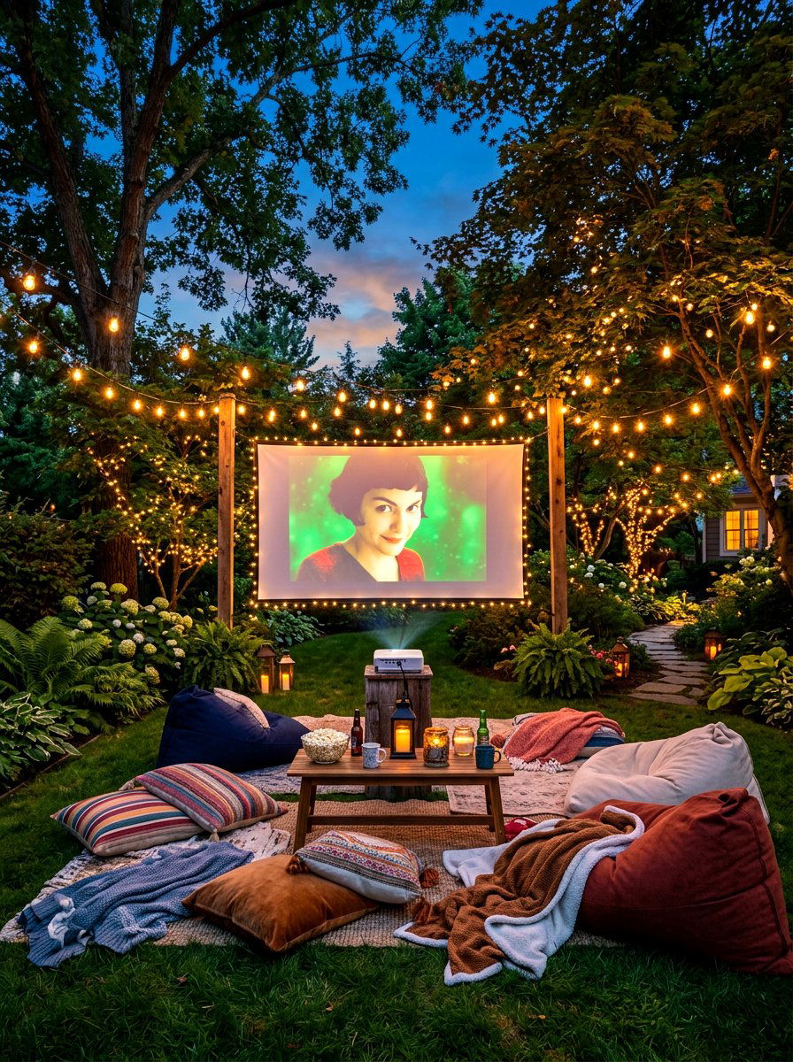 Backyard Cinema - 30 family cookout backyard ideas