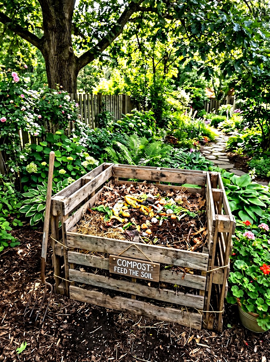 Backyard Compost Bin - 30 budget vegetable garden ideas