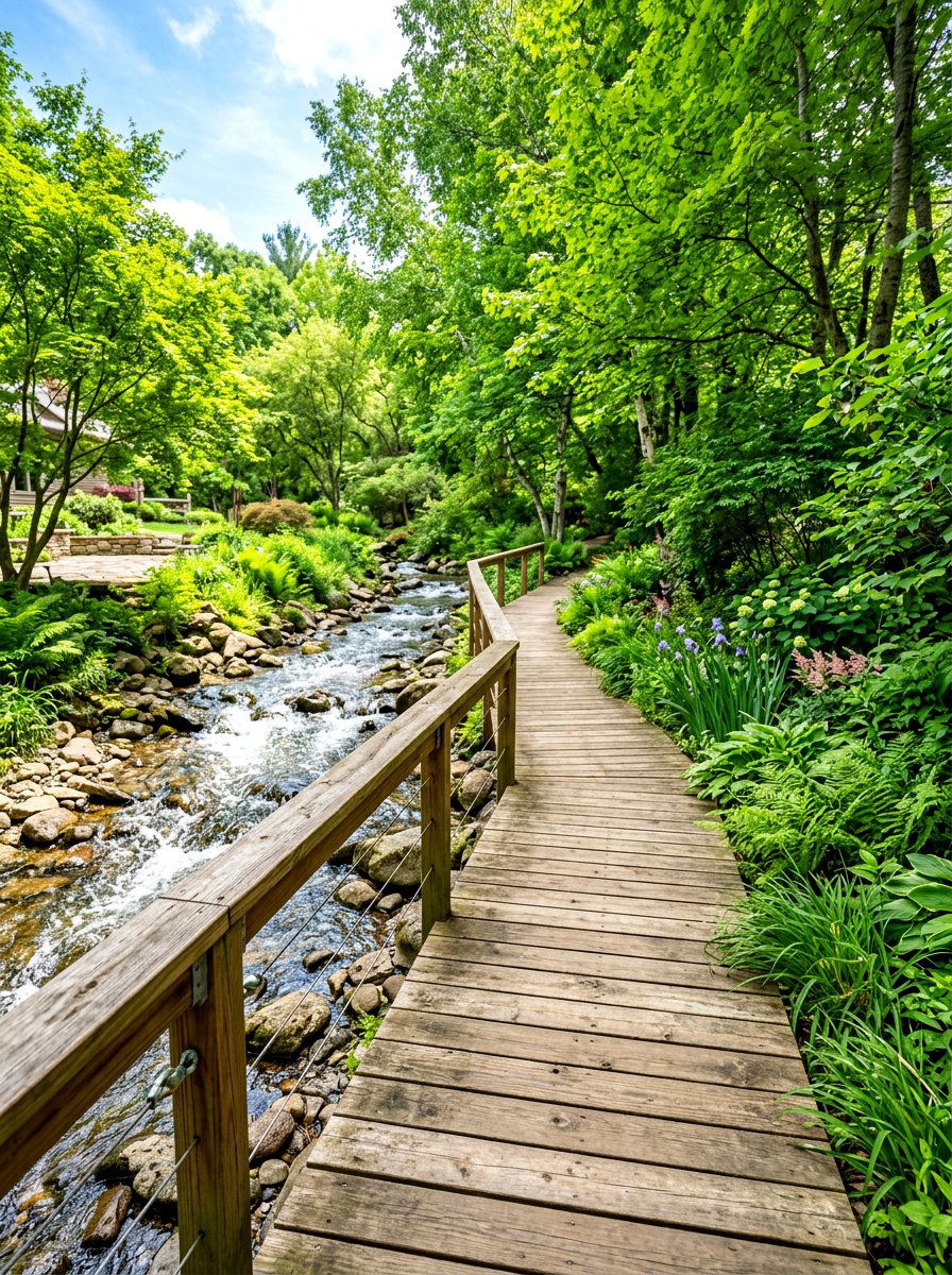 Backyard Creek Boardwalk - 30 boardwalk garden path ideas
