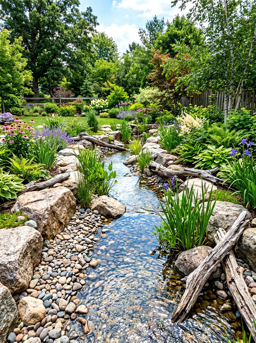 Backyard Creek Swale - 30 swale landscaping ideas