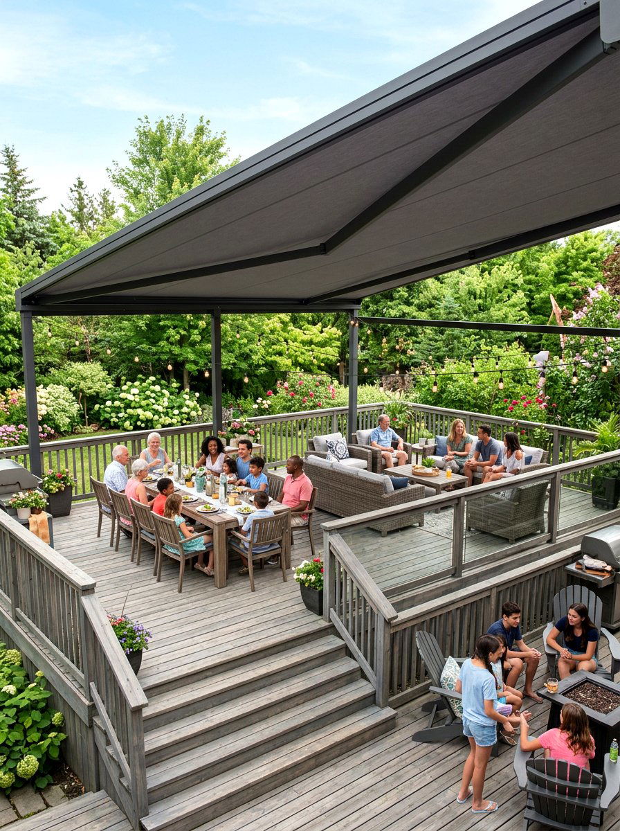 Backyard Deck Retractable Cover - 30 retractable pergola shade ideas