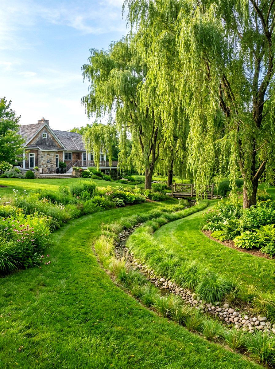 Backyard Drainage Swale - 30 rainwater garden ideas