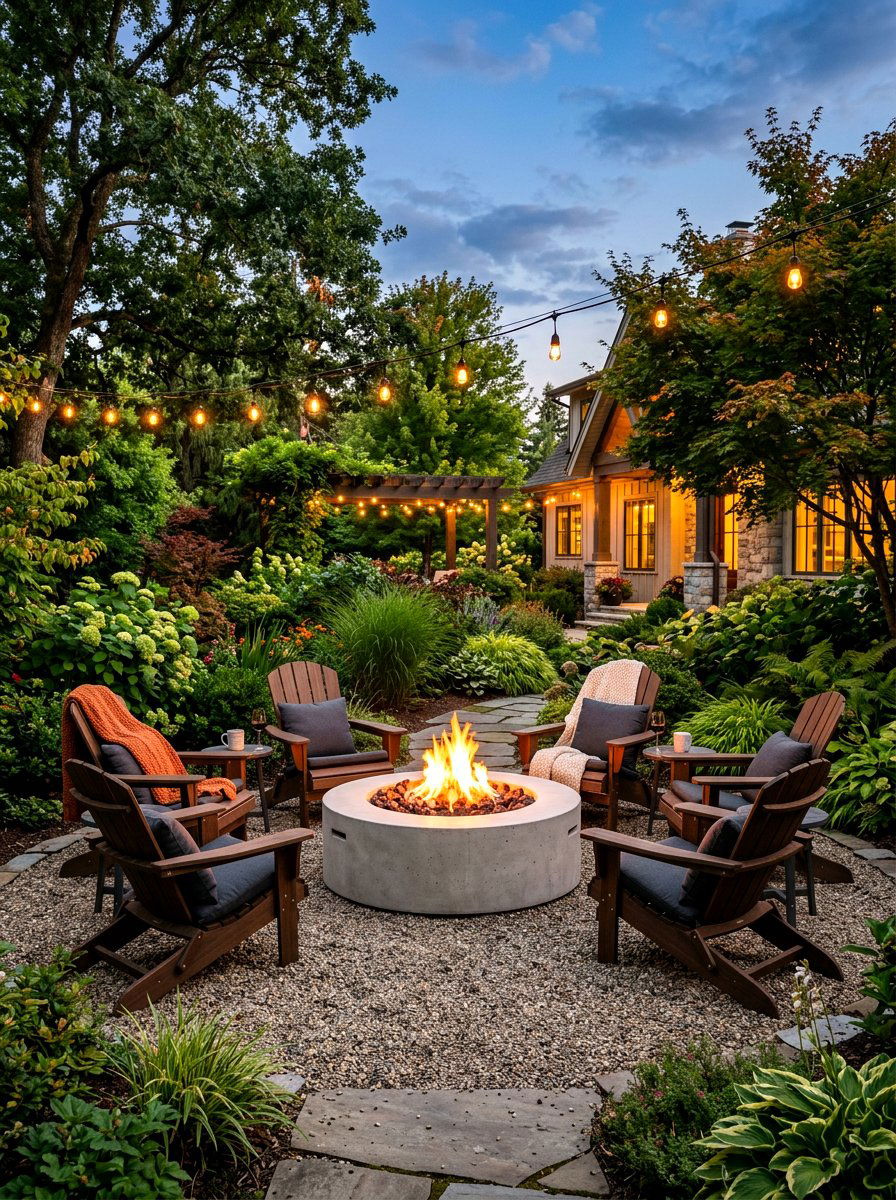 Backyard Fire Pit - 30 outdoor garden decor ideas