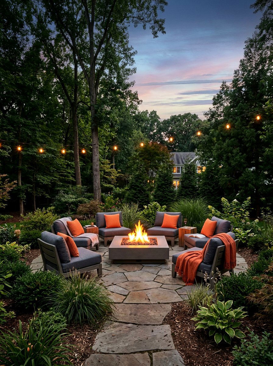 Backyard Fire Pit Area - 30 summer entertaining patio ideas