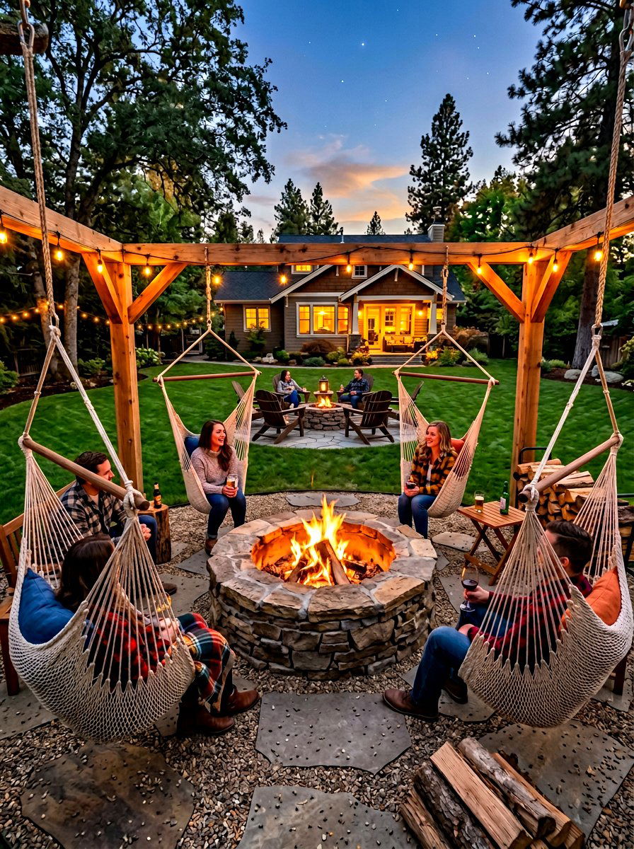 Backyard Fire Pit Hammock - 30 hammock chair ideas