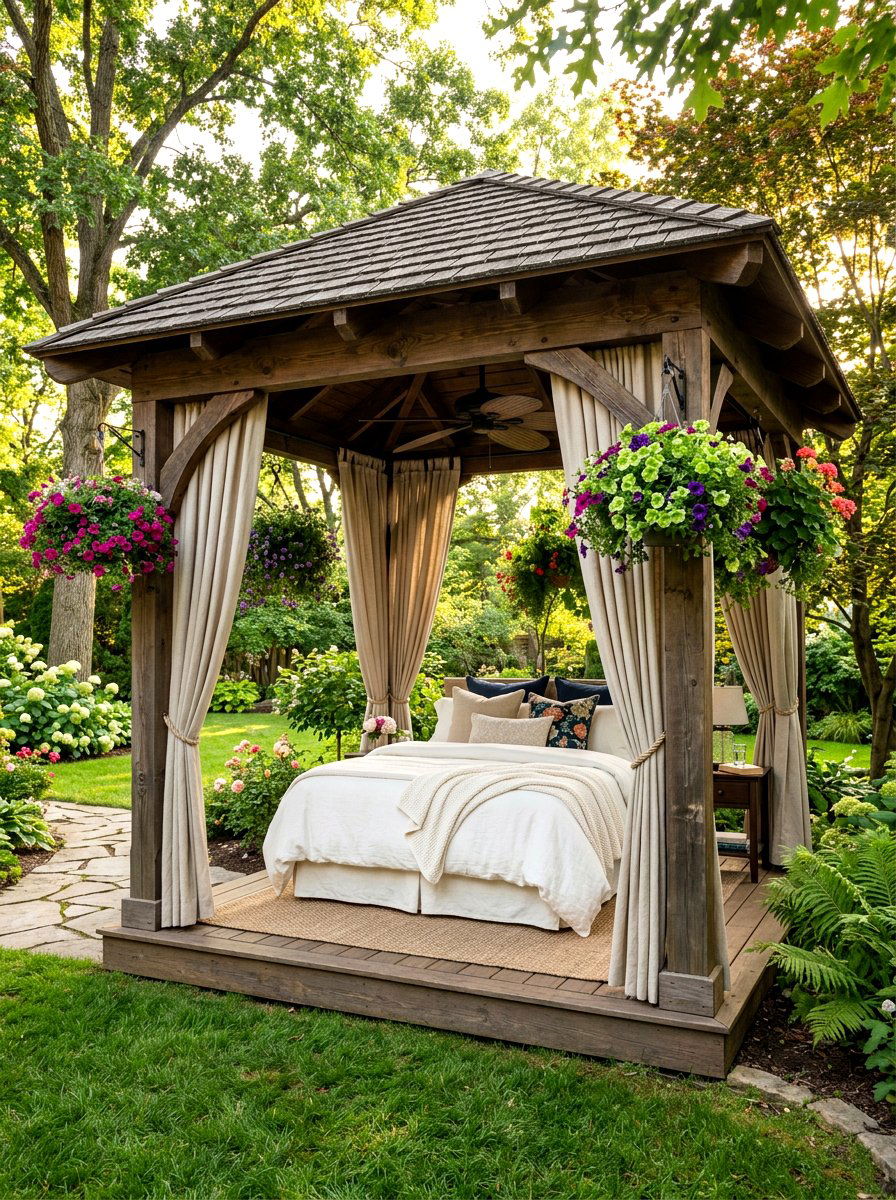 Backyard Gazebo Bed - 30 cabana bed patio ideas