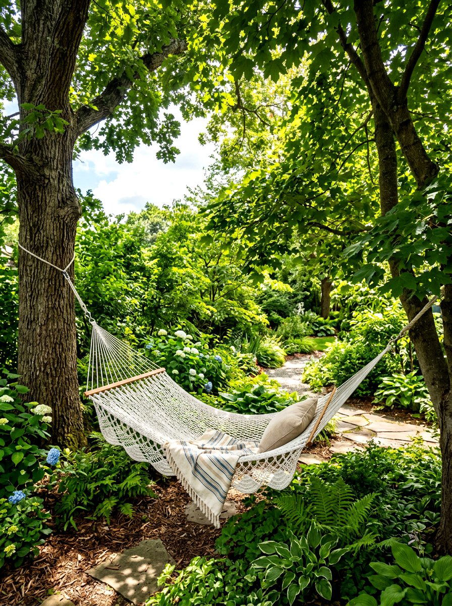 Backyard Hammock - 30 outdoor garden decor ideas