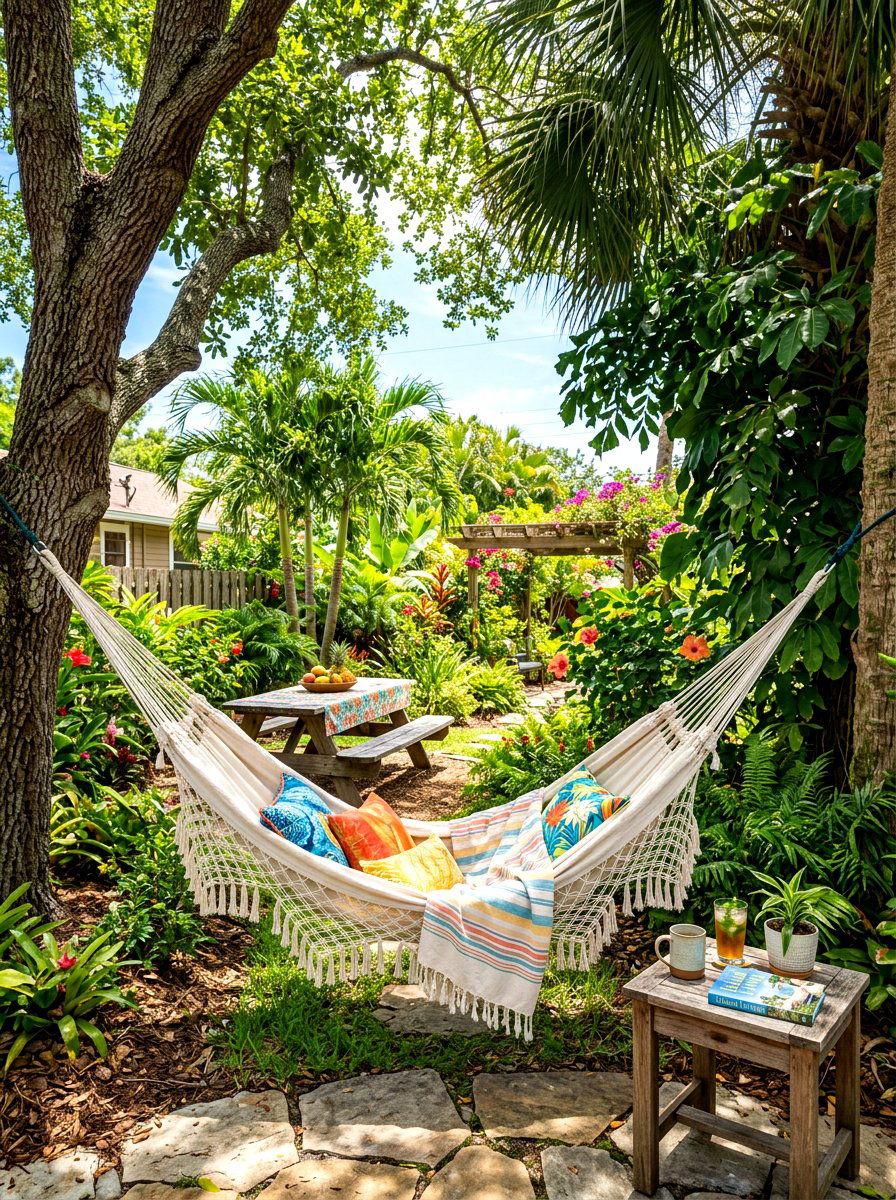 Backyard Hammock Lounge - 30 backyard picnic decor ideas