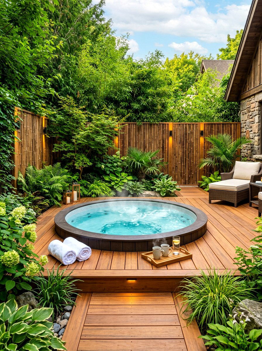 Backyard Hot Tub - 30 backyard decorating ideas
