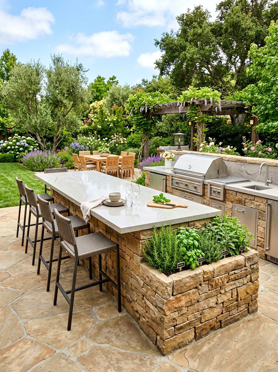Backyard Kitchen Island - 30 backyard hosting aesthetic ideas