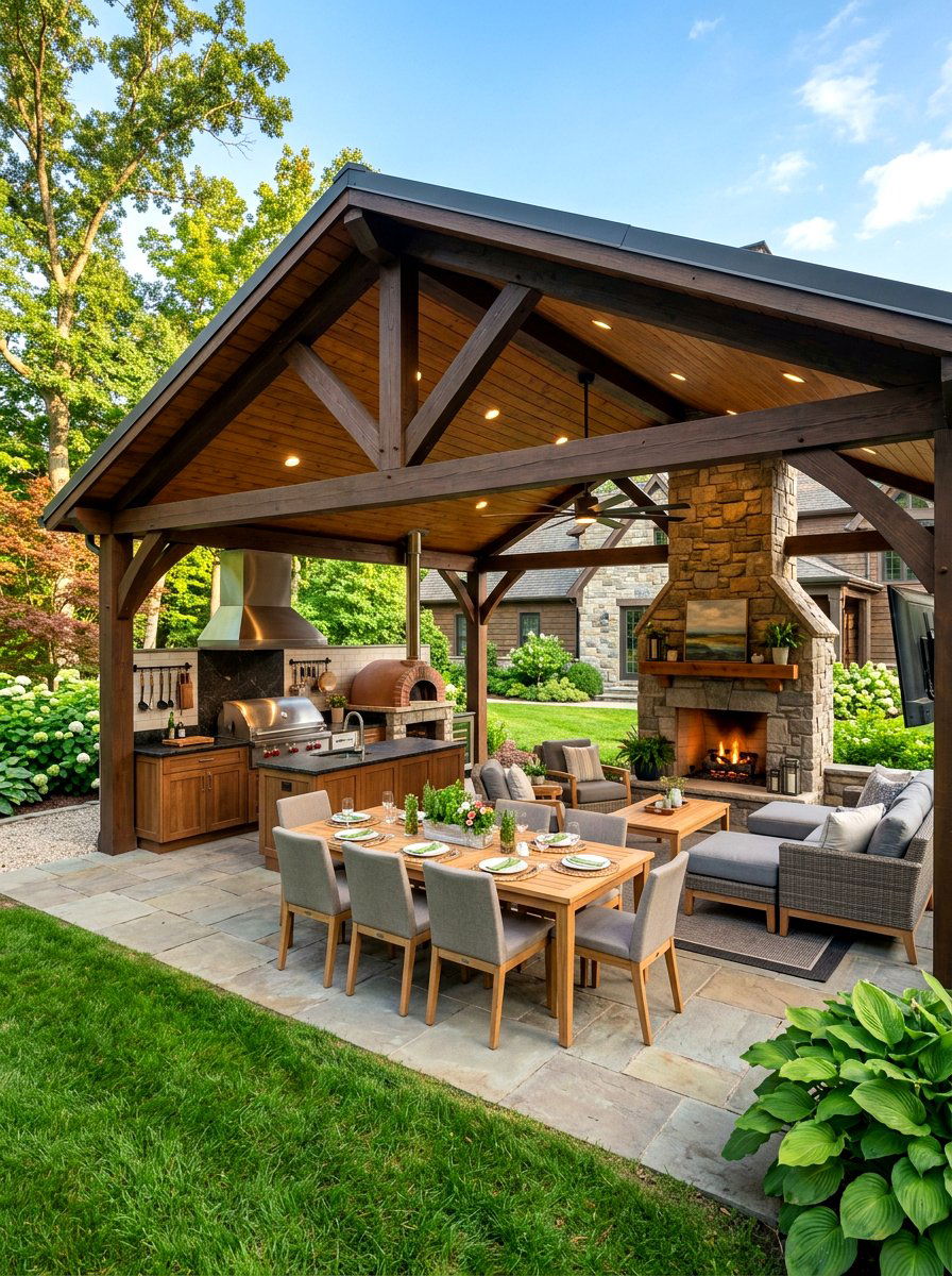 Backyard Kitchen Pavilion - 30 outdoor kitchen lounge ideas
