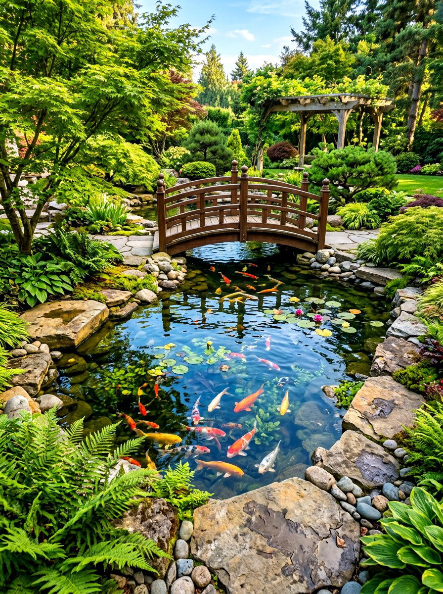 Backyard Koi Pond - 30 Japanese garden ideas
