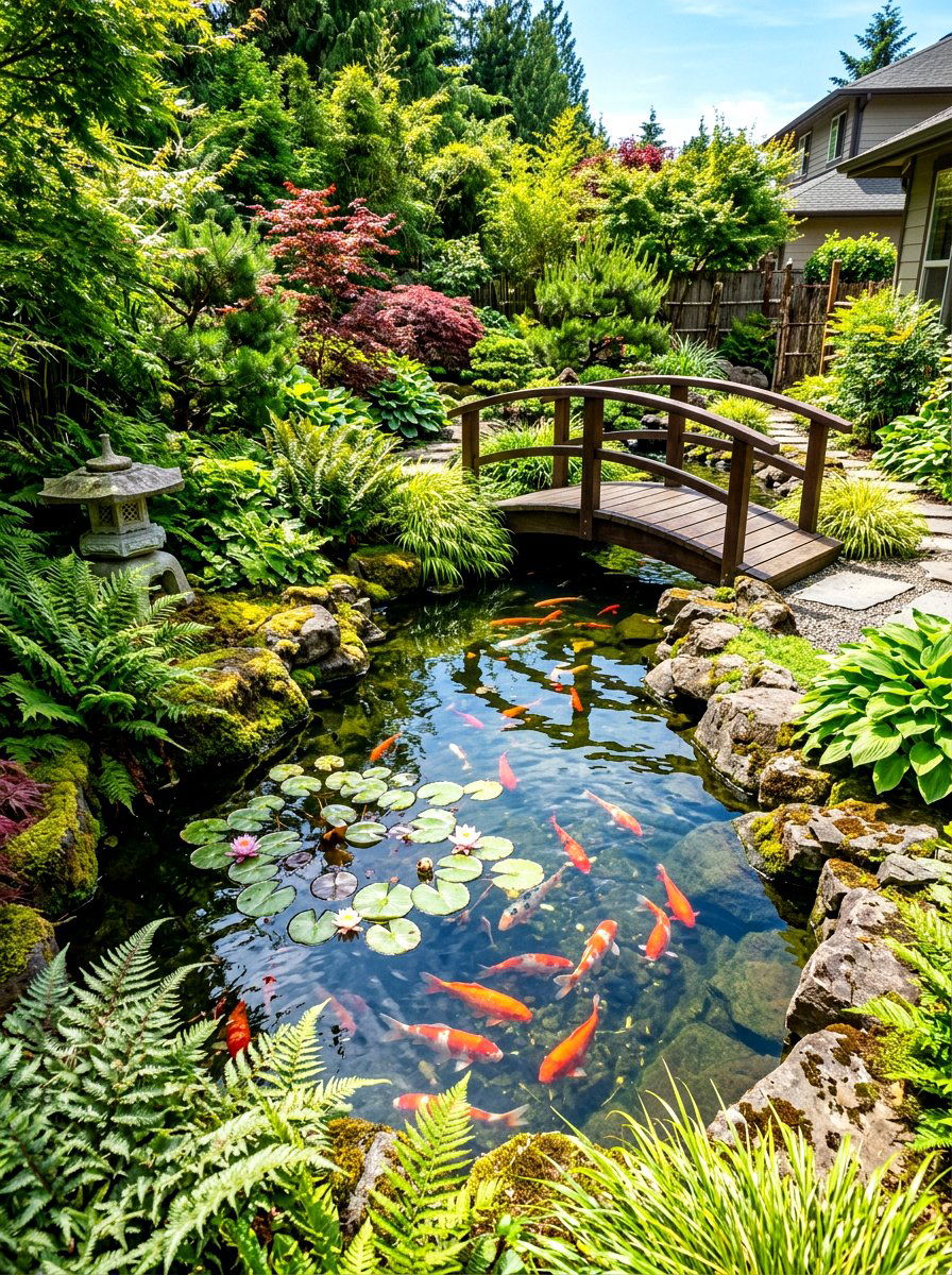 Backyard Koi Pond - 30 water feature landscaping ideas