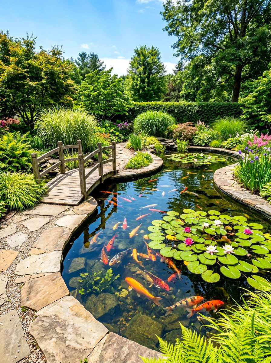 Backyard Koi Pond - 30 backyard water feature ideas