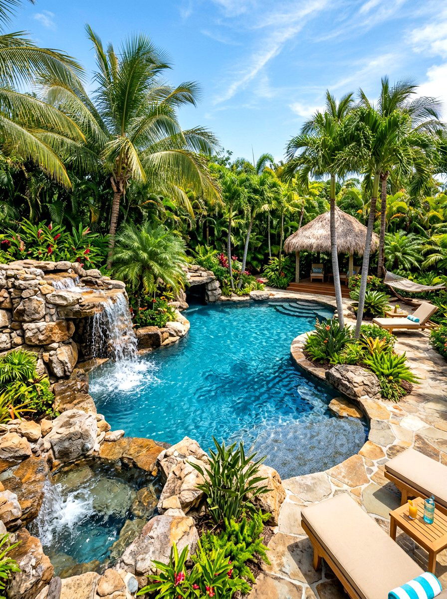 Backyard Lagoon Pool - 30 tropical patio ideas