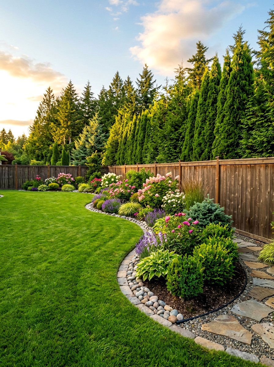 Backyard Landscape Curved Border - 30 curved flower bed ideas